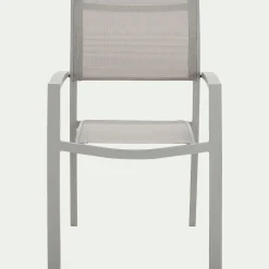 Chaise de jardin empilable avec accoudoirs en textilène - gris vésuve