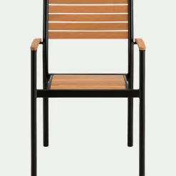 Chaise de jardin empilable avec accoudoirs en aluminium et eucalyptus - bois clair
