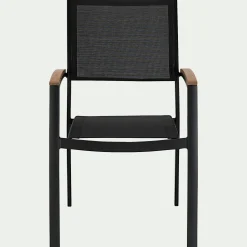 Chaise de jardin empilable avec accoudoirs en aluminium - noir
