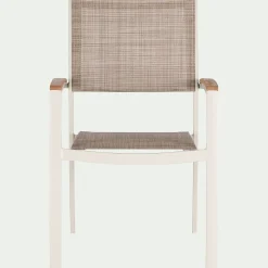 Chaise de jardin empilable avec accoudoirs en aluminium - blanc écru