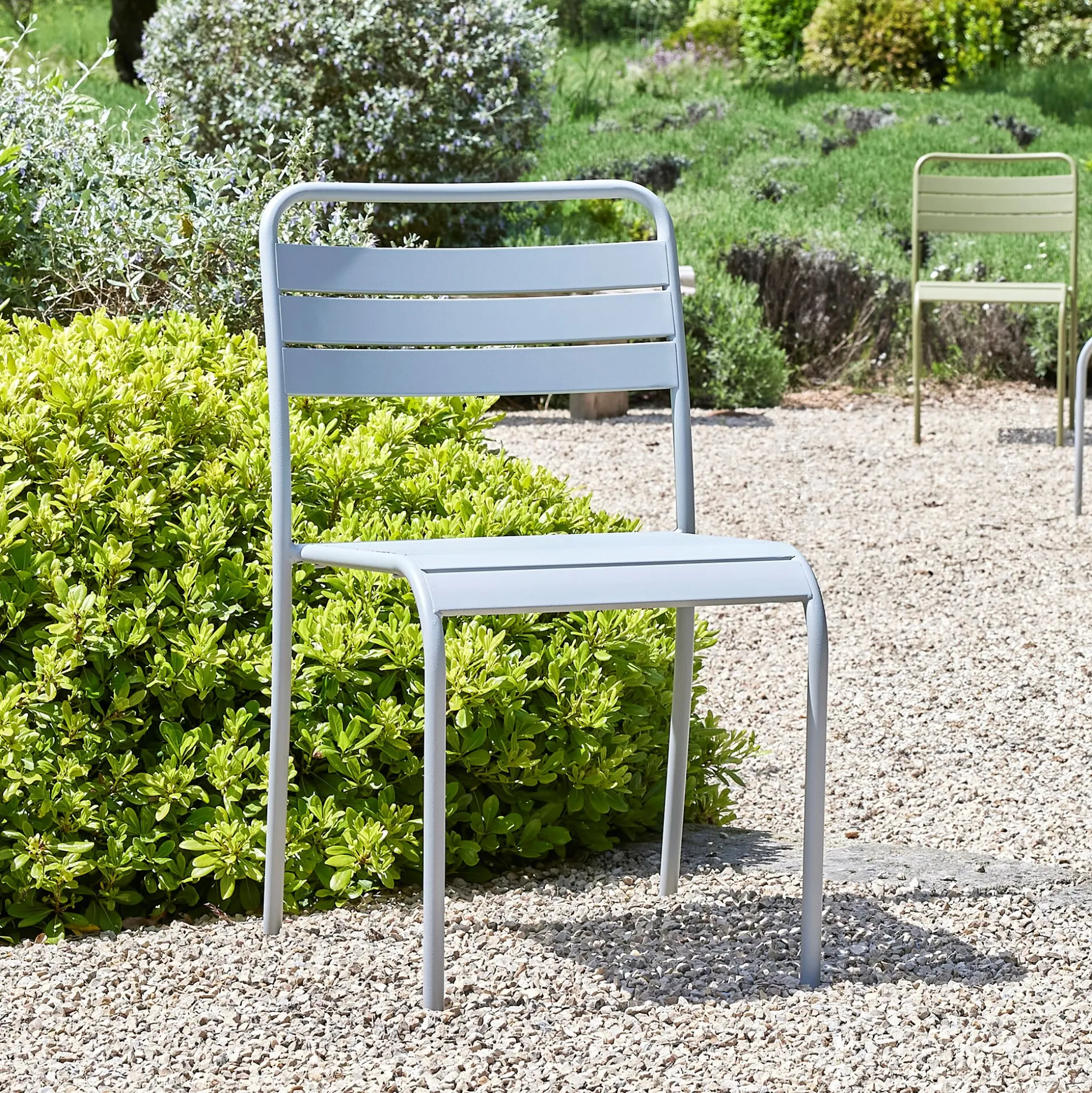 Chaise de jardin empilable en acier - gris vesuve