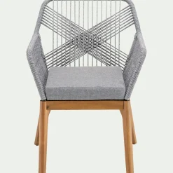 Chaise de jardin en acier et corde - gris