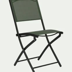 Chaise de jardin pliante acier et toile plastifiée - vert cèdre