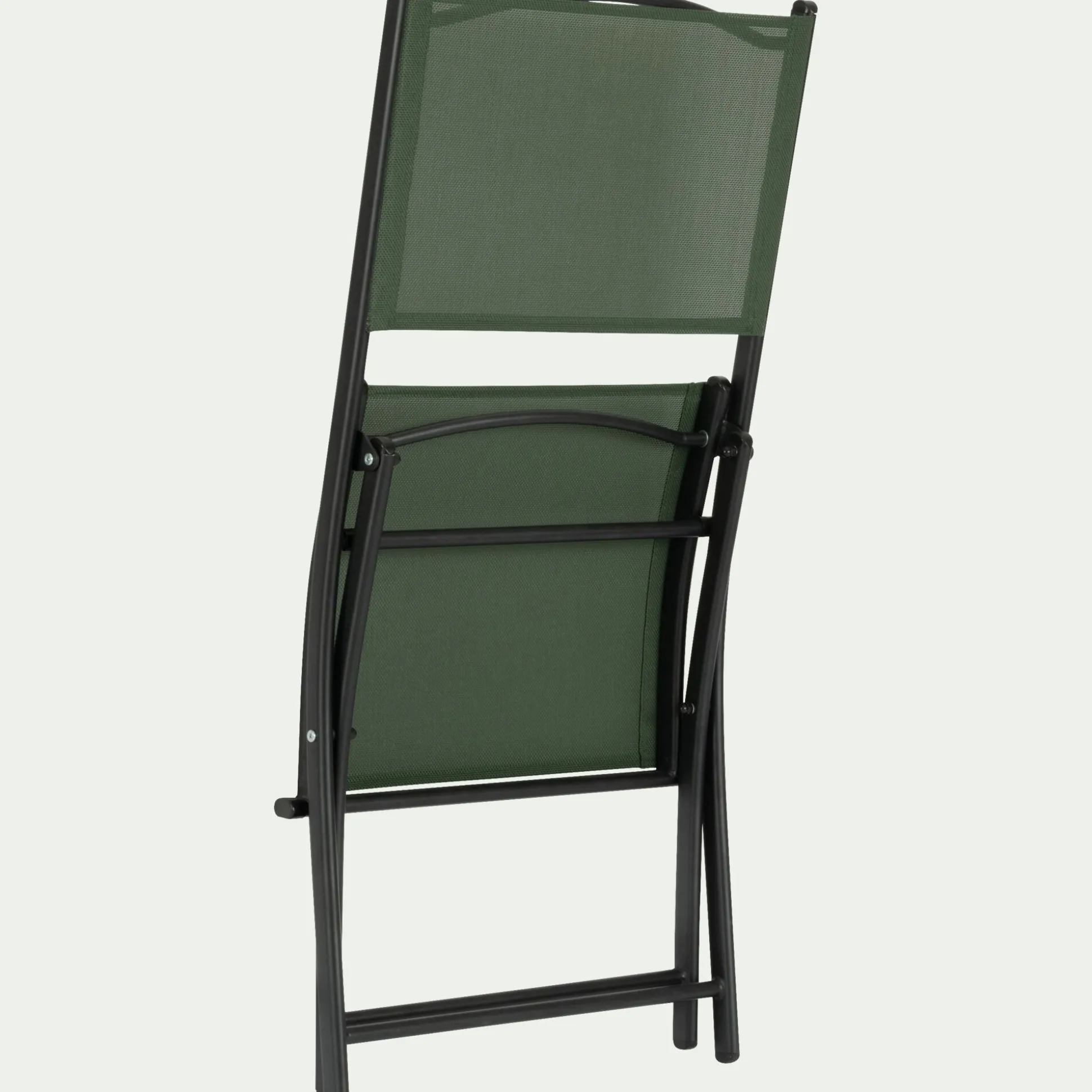 Chaise de jardin pliante acier et toile plastifiée - vert cèdre