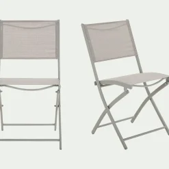 Chaise de jardin pliante en acier et textilène - gris vésuve