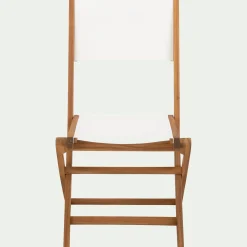 Chaise de jardin pliante en acacia huilé et tissu - blanc