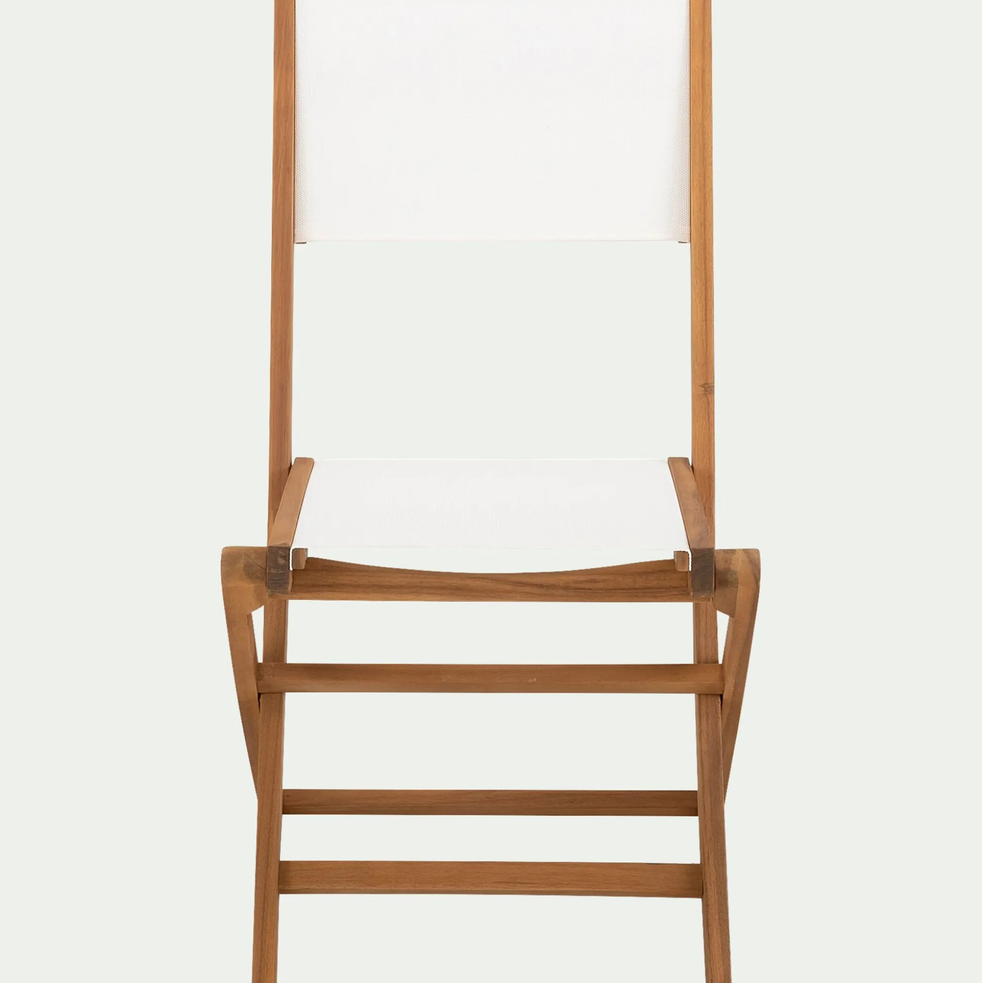 Chaise de jardin pliante en acacia huilé et tissu - blanc