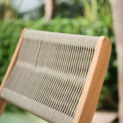Chaise de jardin pliante en acacia et corde - bois clair