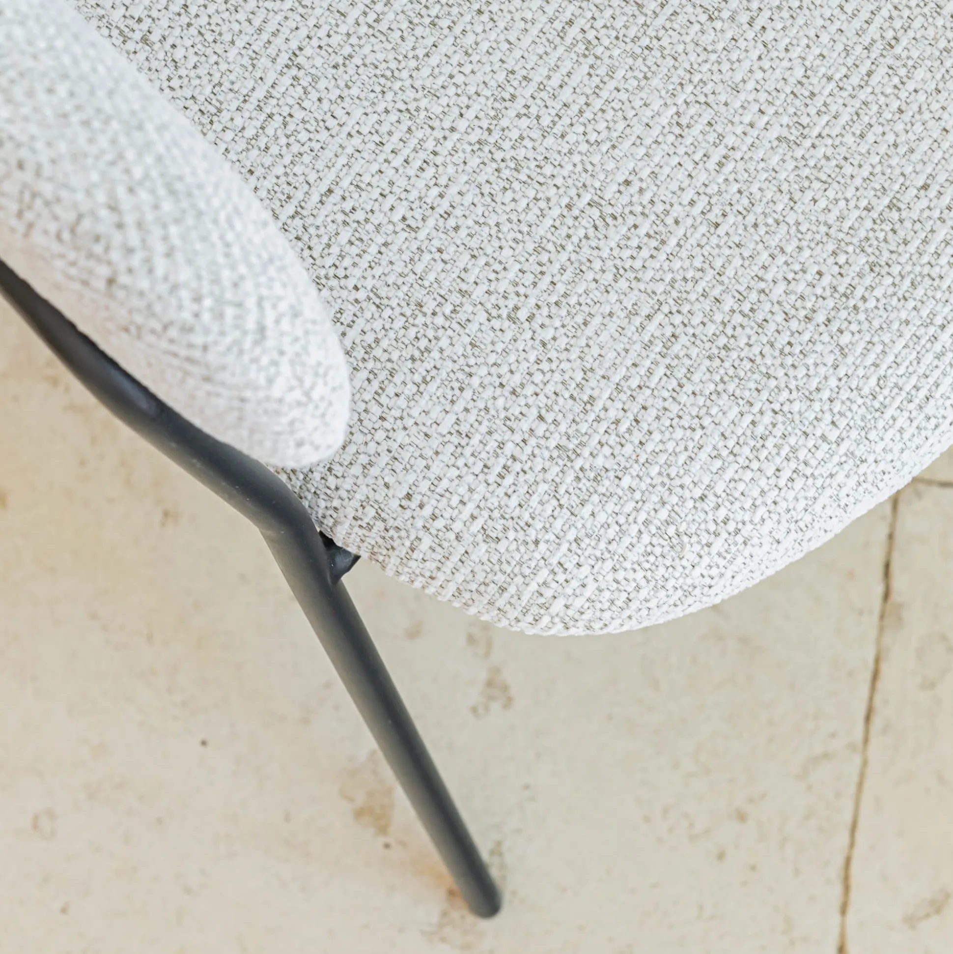 Chaise de repas avec accoudoirs en tissu - beige
