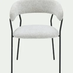 Chaise de repas avec accoudoirs en tissu - beige