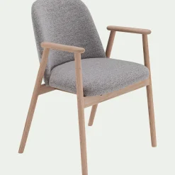 Chaise de repas avec accoudoirs en tissu - gris
