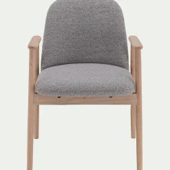 Chaise de repas avec accoudoirs en tissu - gris