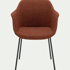 Chaise de repas avec accoudoirs en tissu - brun rustrel