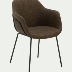 Chaise de repas avec accoudoirs en tissu - vert cèdre