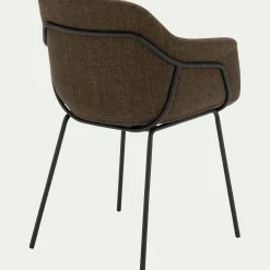 Chaise de repas avec accoudoirs en tissu - vert cèdre
