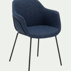 Chaise de repas avec accoudoirs en tissu - bleu figuerolles