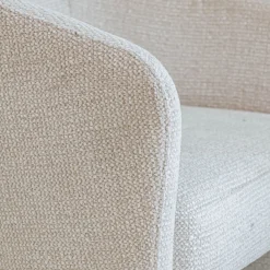 Chaise de repas contemporaine avec accoudoirs en tissu - beige