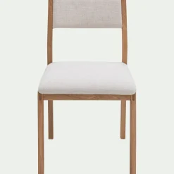 Chaise de repas en chêne massif et tissu - blanc écru