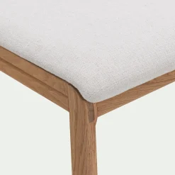 Chaise de repas en chêne massif et tissu - blanc écru
