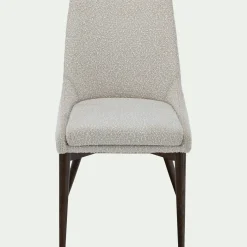 Chaise de repas en tissu bouclette rasé - blanc écru