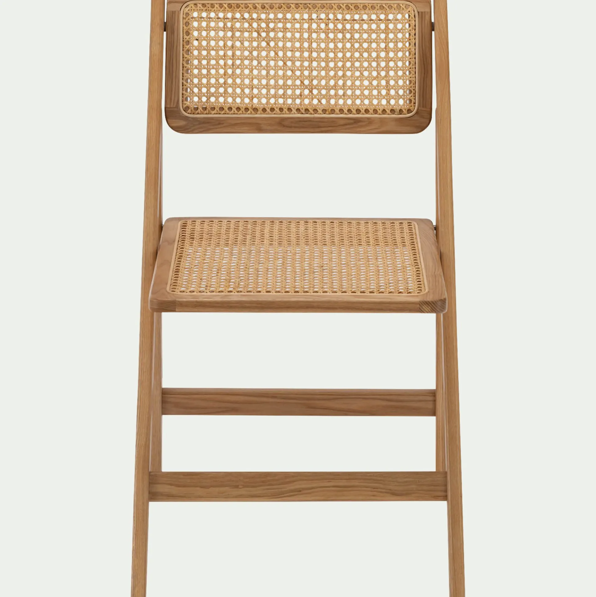 Chaise de repas pliante en hêtre et cannage - naturel