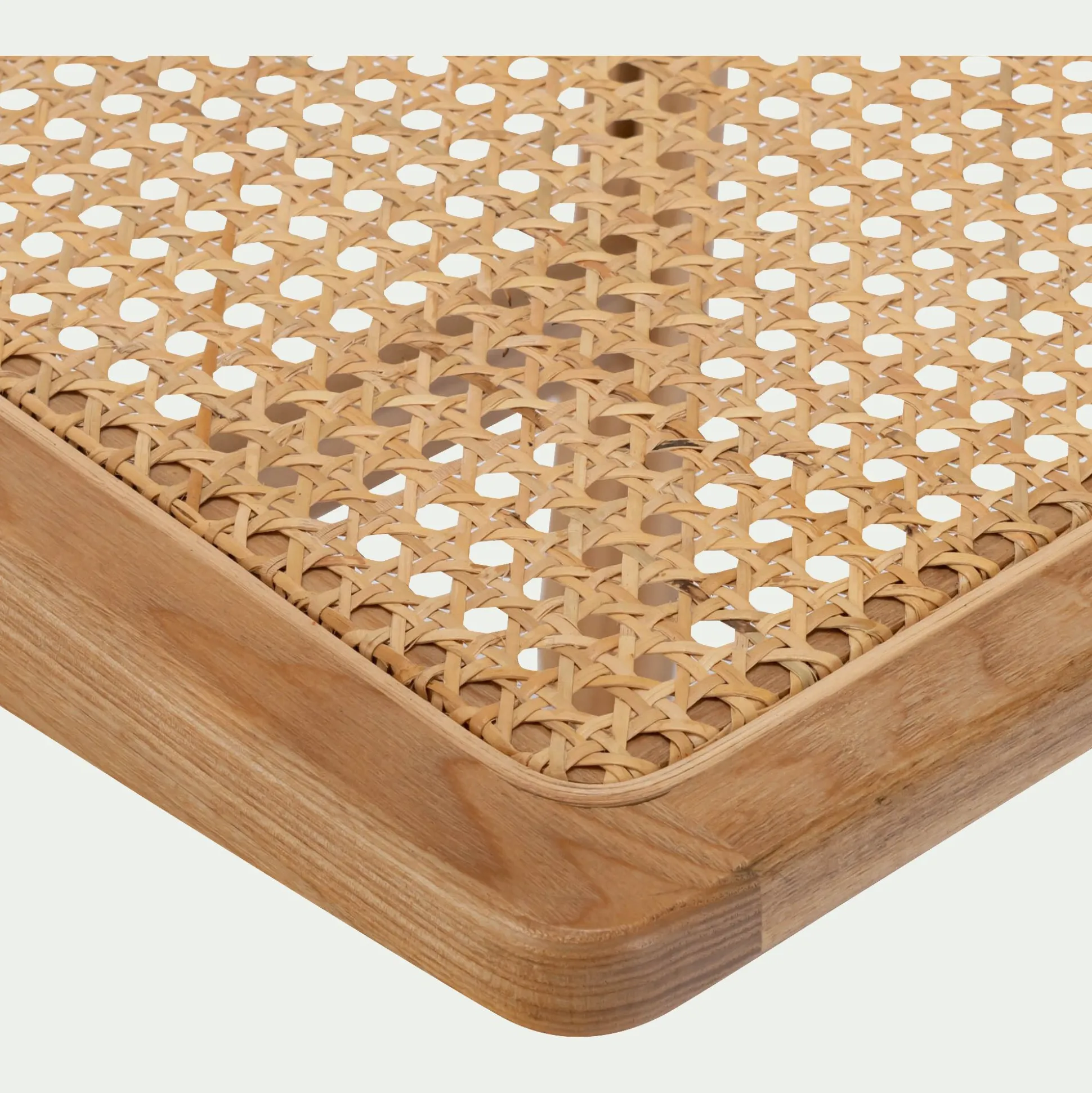 Chaise de repas pliante en hêtre et cannage - naturel