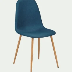 Chaise en acier effet bois et tissu - bleu figuerolles