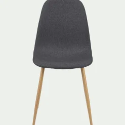 Chaise en acier effet bois et tissu - gris ardoise