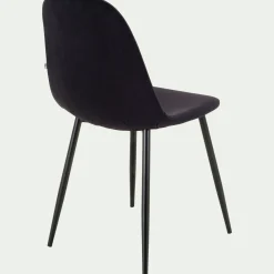 Chaise en acier effet bois et tissu - noir