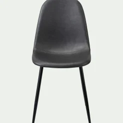 Chaise en acier et simili avec piètement noir - noir
