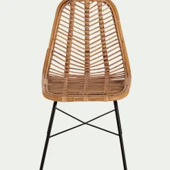 Chaise en rotin et piètement en acier - naturel