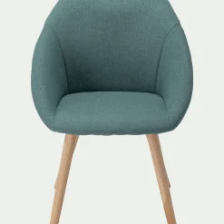 Chaise en tissu avec accoudoirs et piétement naturel - vert cèdre