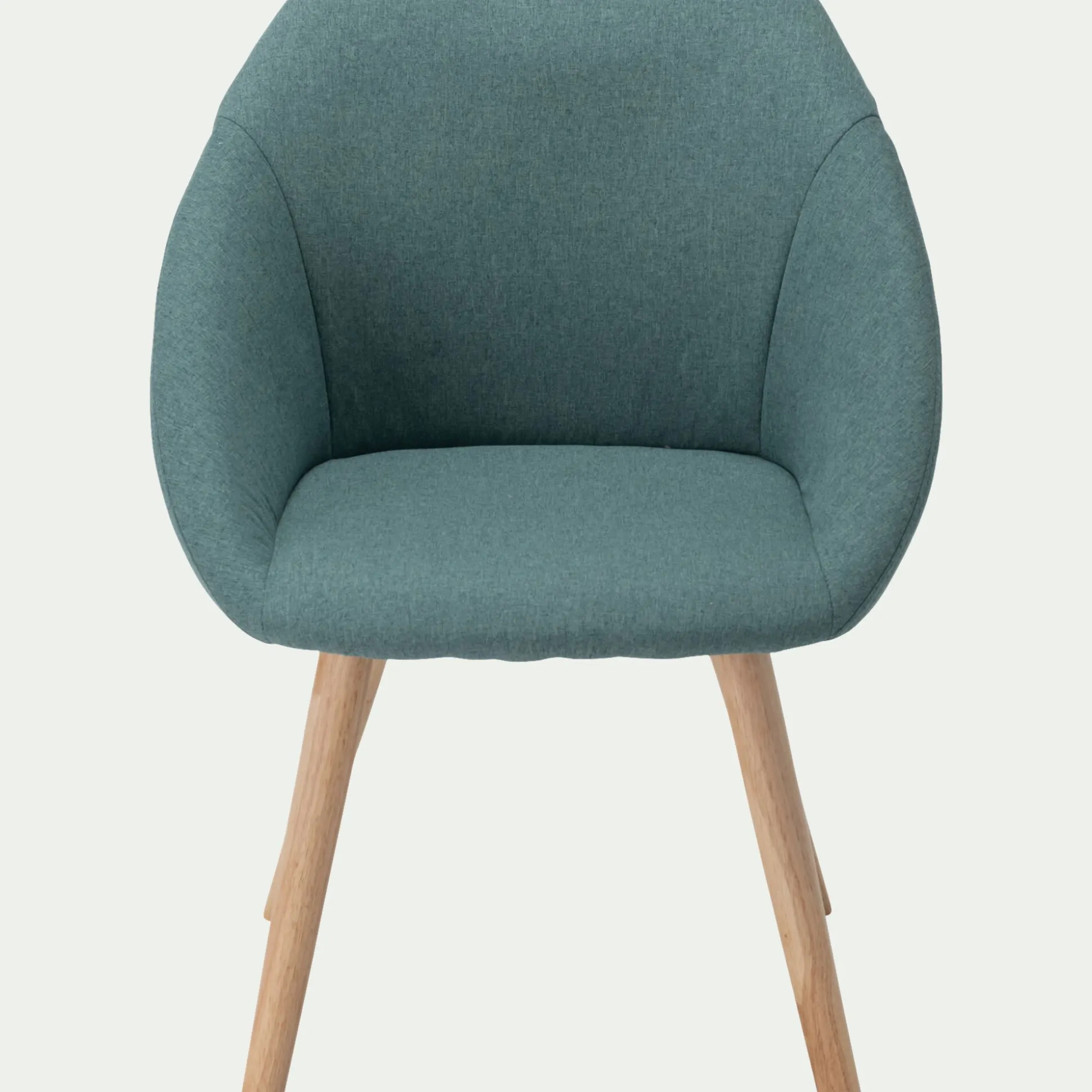 Chaise en tissu avec accoudoirs et piétement naturel - vert cèdre