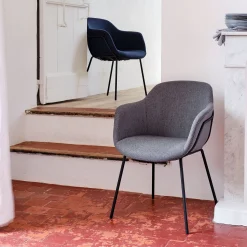 Chaise en tissu avec accoudoirs - gris ardoise