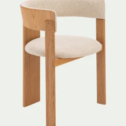 Chaise en tissu bouclette avec accoudoirs - blanc