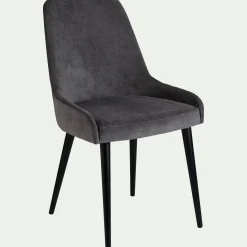 Chaise en tissu effet velours - gris