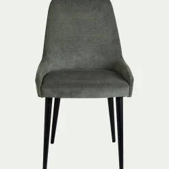 Chaise en tissu effet velours - vert cèdre