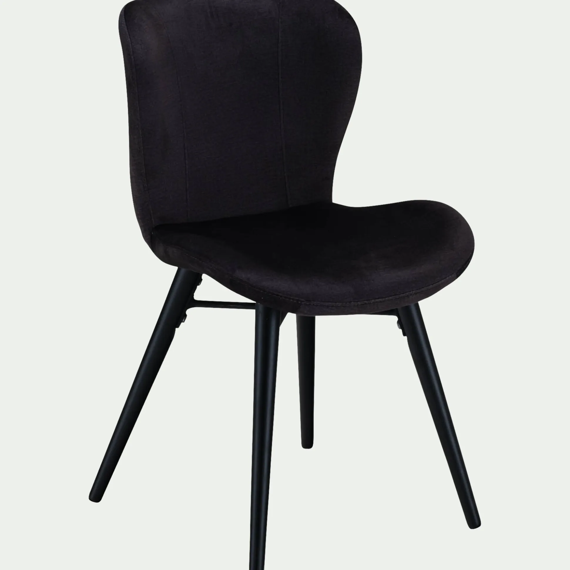 Chaise en tissu effet velours sans accoudoirs - noir