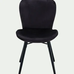 Chaise en tissu effet velours sans accoudoirs - noir