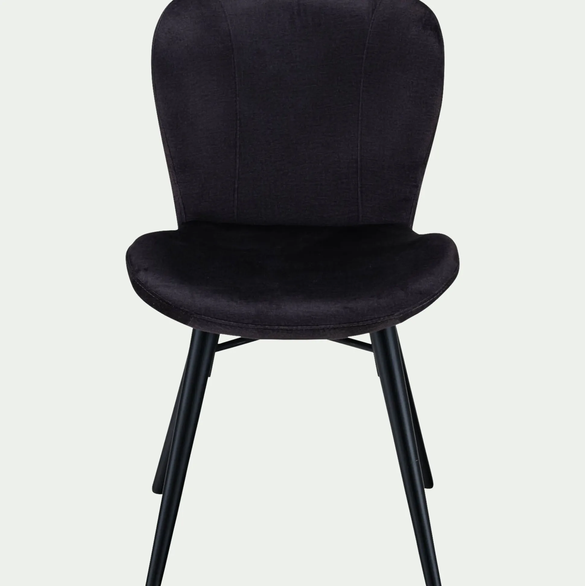 Chaise en tissu effet velours sans accoudoirs - noir