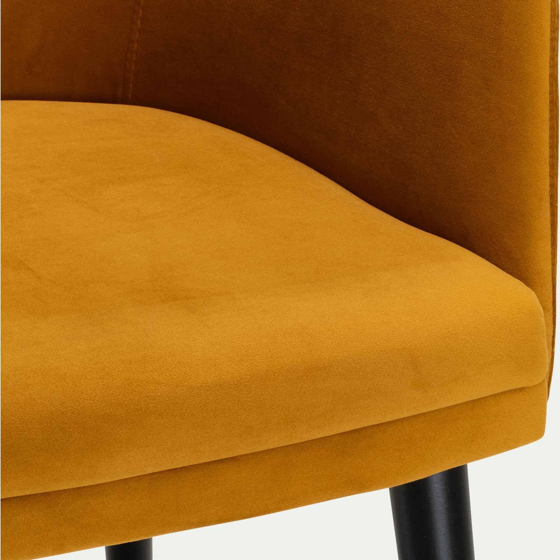 Chaise en tissu effet velours avec accoudoirs - jaune argan