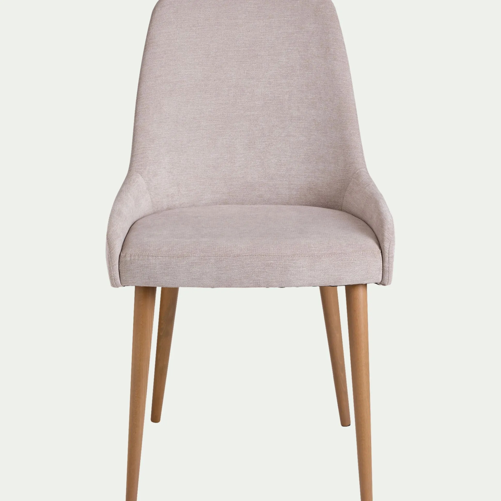 Chaise en tissu effet velours et piètement naturel - beige