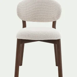 Chaise en tissu et bois de chêne foncé sans accoudoirs - beige