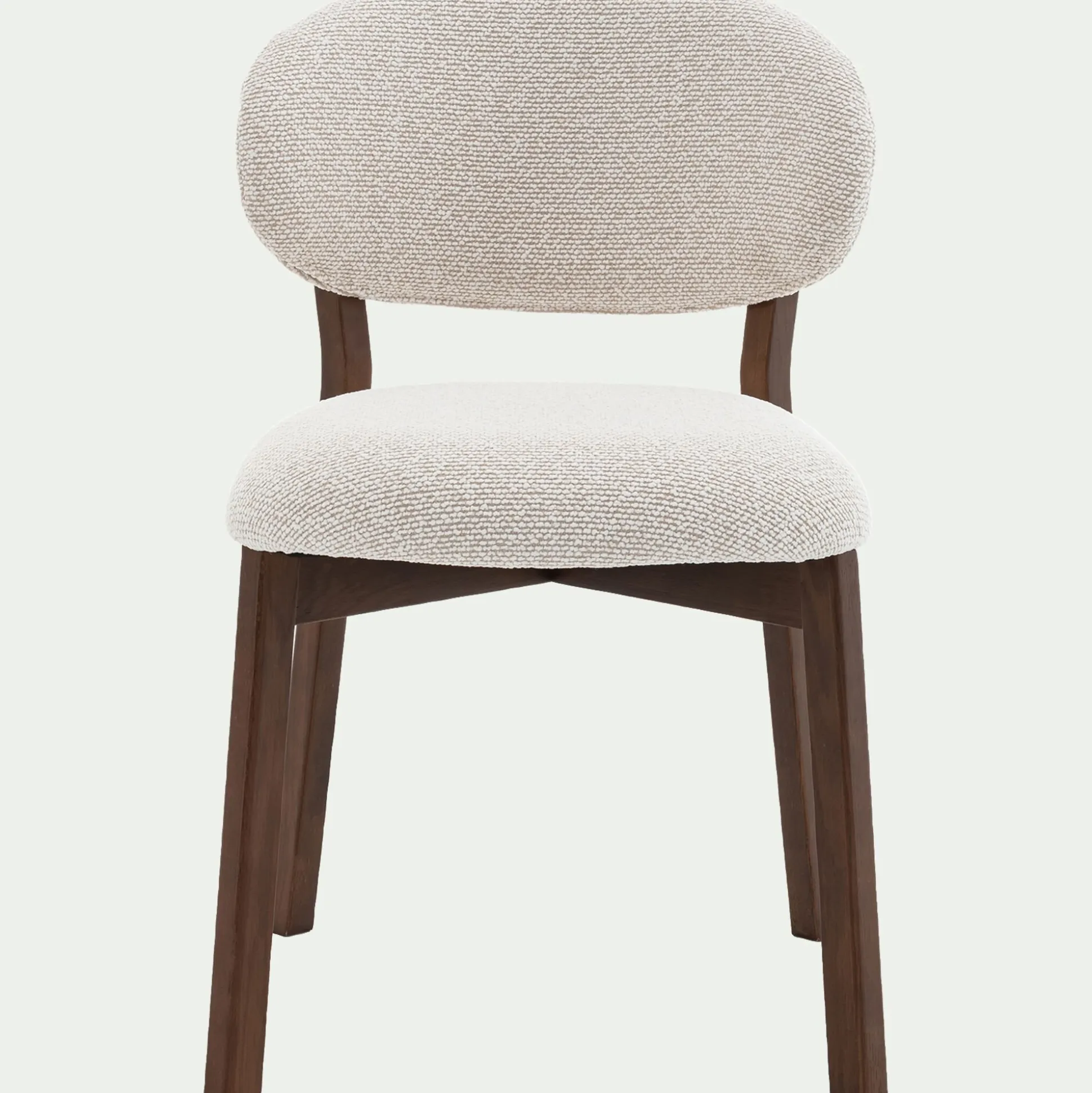 Chaise en tissu et bois de chêne foncé sans accoudoirs - beige