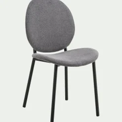 Chaise en tissu et bois d'eucalyptus - gris anthracite