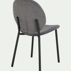 Chaise en tissu et bois d'eucalyptus - gris anthracite