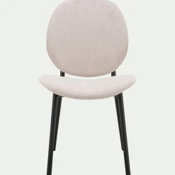 Chaise en tissu et bois d'eucalyptus - beige