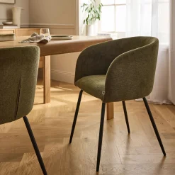 Chaise en tissu et métal avec accoudoirs - vert