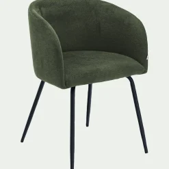 Chaise en tissu et métal avec accoudoirs - vert