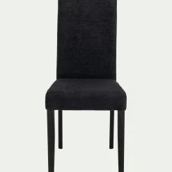 Chaise en tissu et piètement hêtre massif - noir